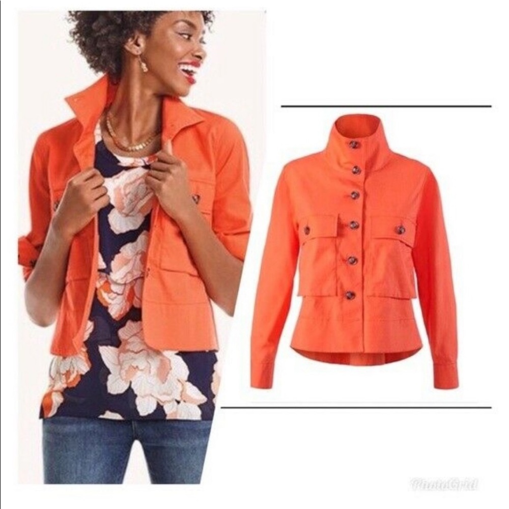 Cabi Resort Jacket Tiger Lily Orange Swing Sz S 5098